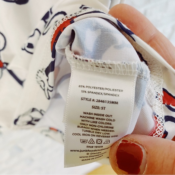 Junk Food Short Sleeve Mickey Mouse Swim Top Size 5t - Picture 3 of 5